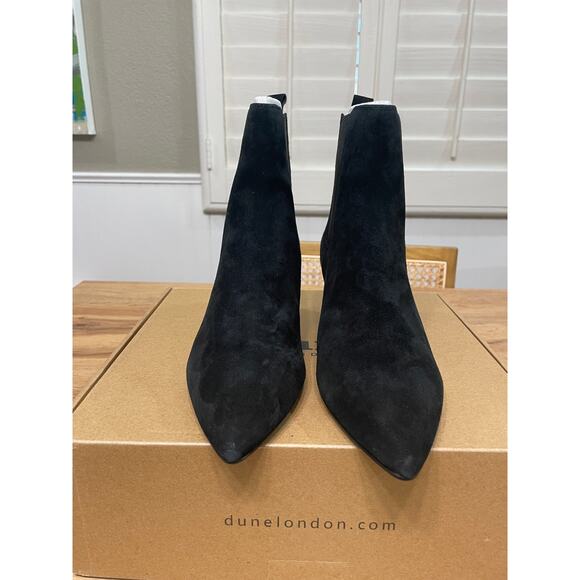 Dune London Comfort Kitten Chelsea Ankle Boot Black Suede Sz 7.5/8 US 38 EU NIB - Picture 6 of 12